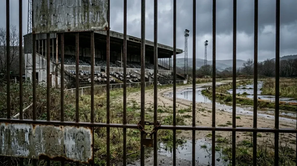 Wales greyhound racing ban — an empty greyhound stadium with closed gates